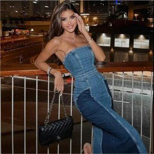 ZARA PATCHWORK DENIM DRESS